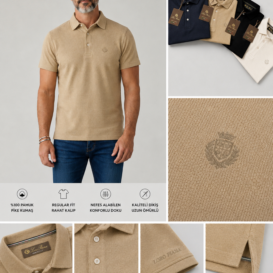 Loro Piana Premium Dokulu Polo Yaka
