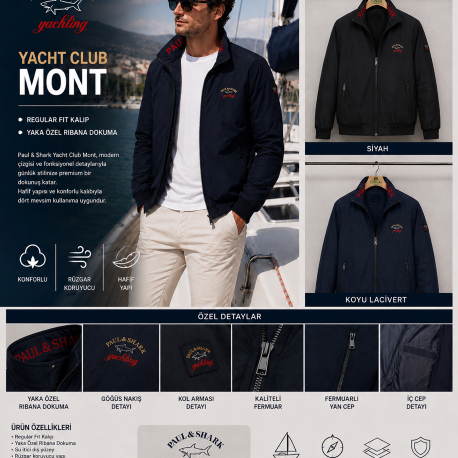 PAUL&SHARK Yacht Club Yurtdışı Mevsimlik Mont