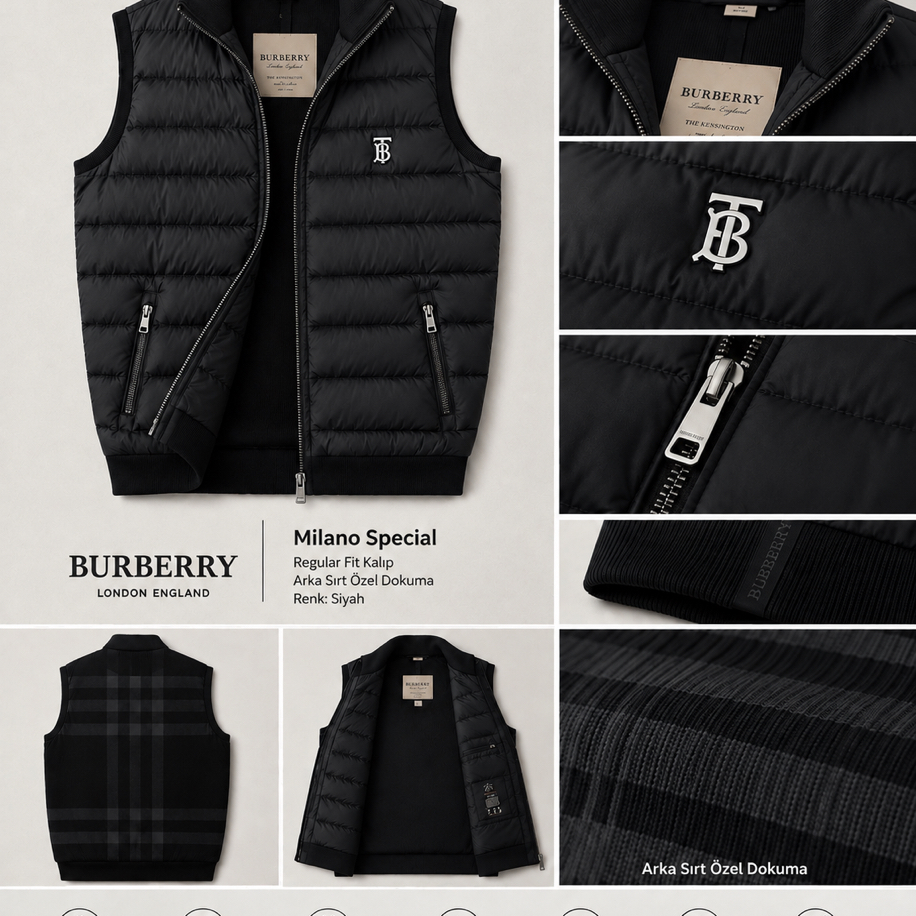 Yeni Sezon BURBERRY Sırt Dokuma Yelek
