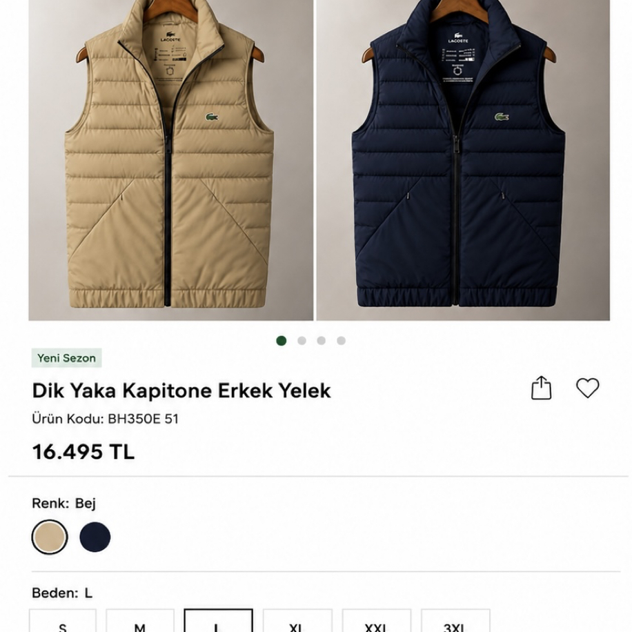 Yeni Mağaza Modeli LACOST Premium Yelek Modeli