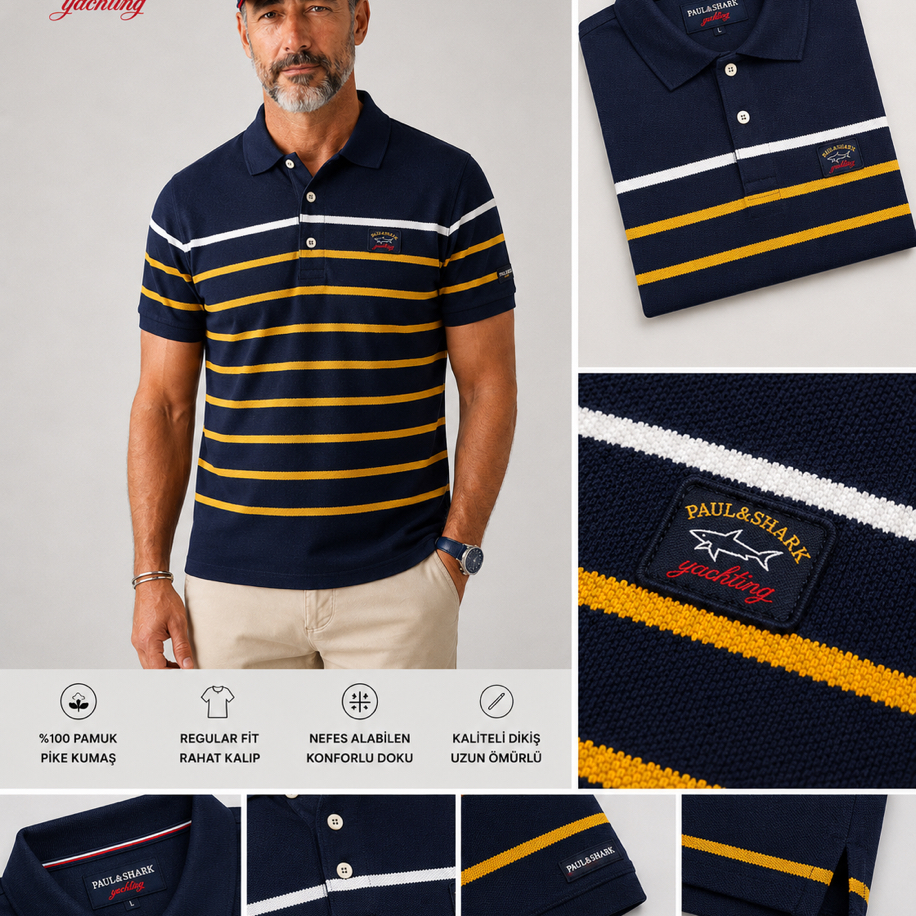 P&S SHARK Yacht Club Premium Polo Yaka Kısa Kol