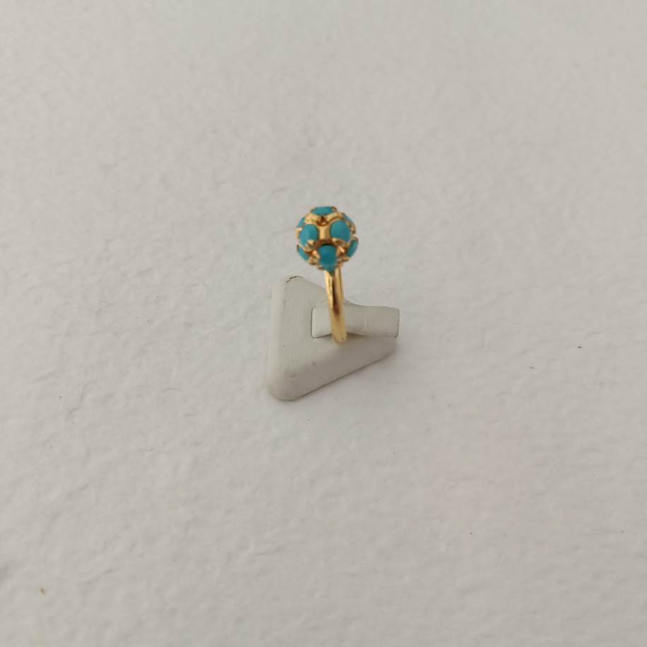 Vintage Mavi Tasli Sputnik Yuzuk