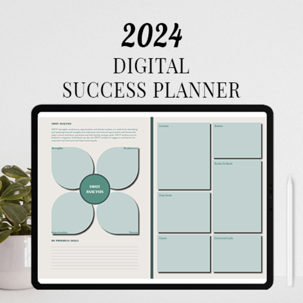 Dijital Planlayıcı 2024 | Swot Analizi / Kişisel Analiz | Aylık, Yıllık Planlayıcı