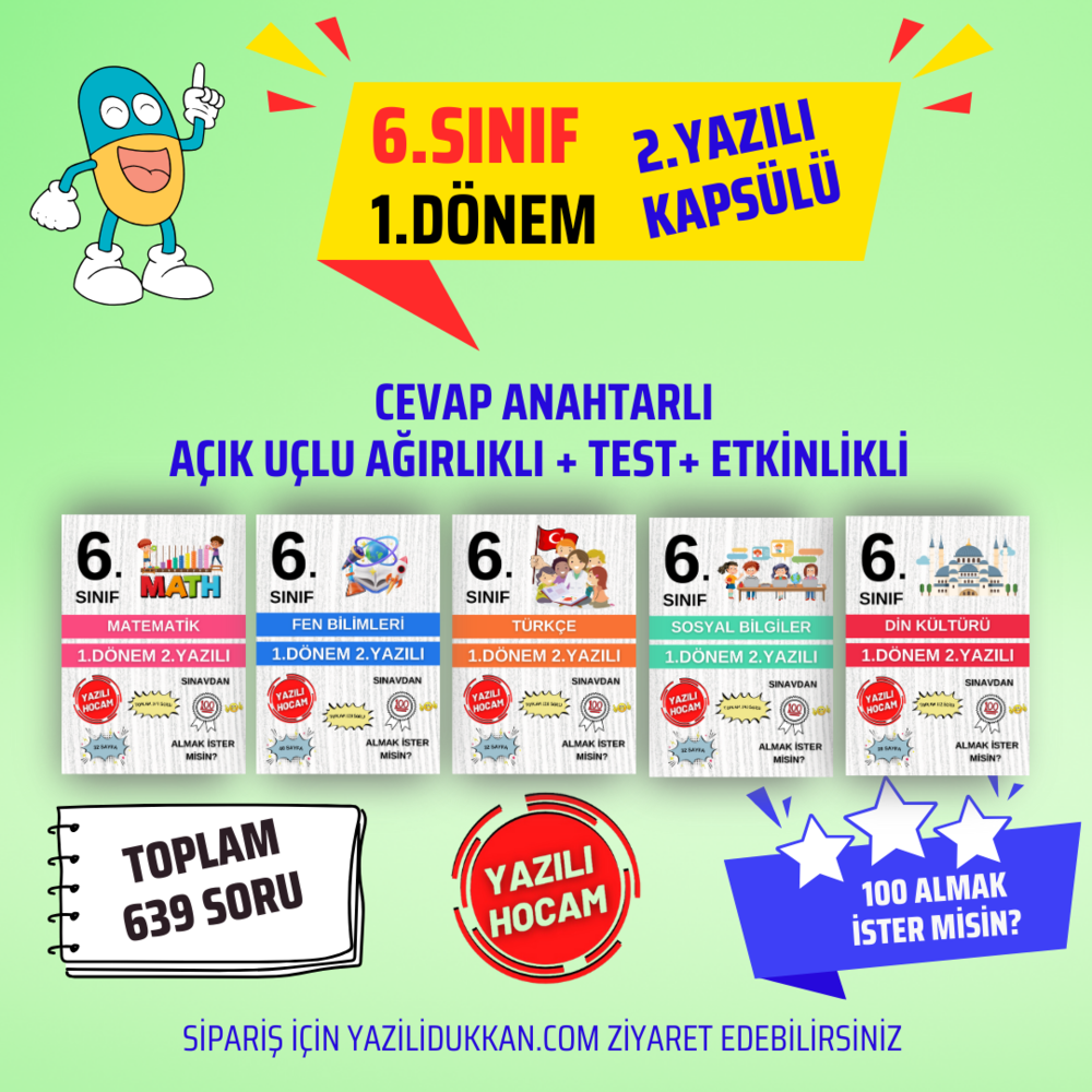 6.Sınıf Yazılıya Hazırlık (Açık Uçlu + Test + Etkinlikli)