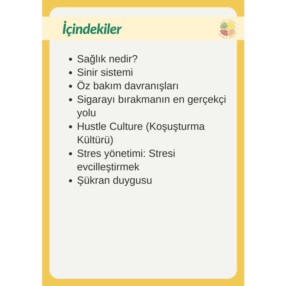 14. KİTAPÇIK: Sağlığı İyileştirmenin Anti-Diyet Yolları E-Kitapçık