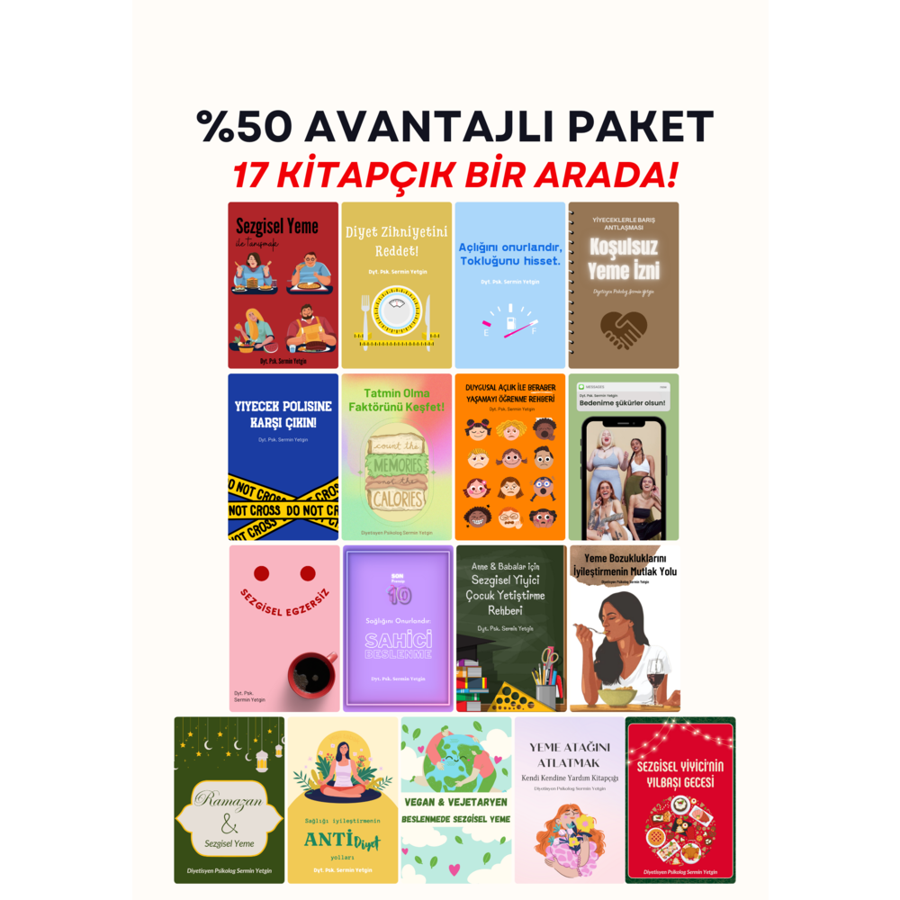 %50 AVANTAJLI PAKET: 17 ADET KİTAPÇIK BİR ARADA! Kendi Kendine Yardım E-Kitapçıkları