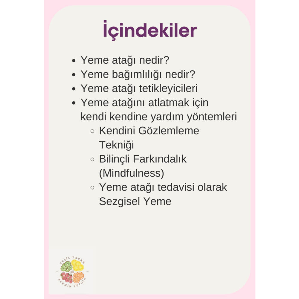 16. KİTAPÇIK: "Yeme Atağını Atlatmak" Kendi Kendine Yardım Kitapçığı