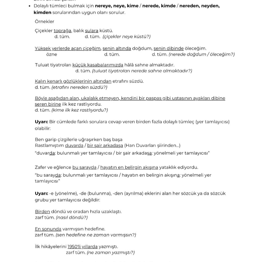 Cümlenin Ögeleri ve Cümle Türleri