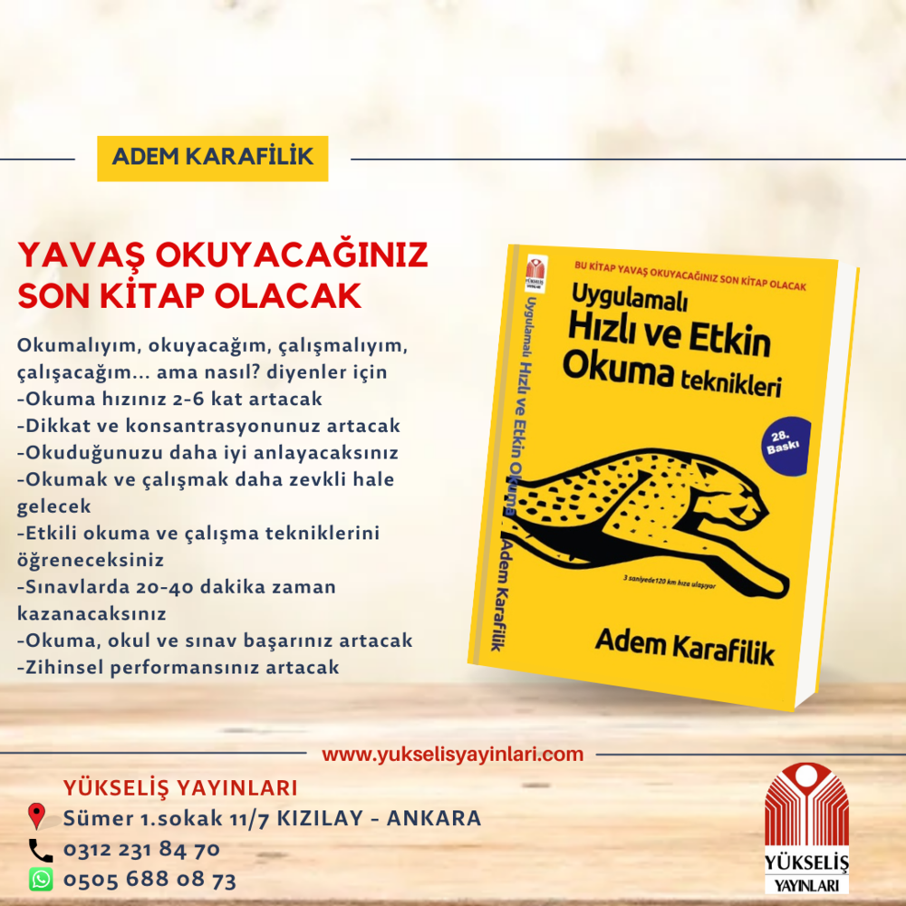 ADEM KARAFİLİK - UYGULAMALI HIZLI VE ETKİN OKUMA TEKNİKLERİ