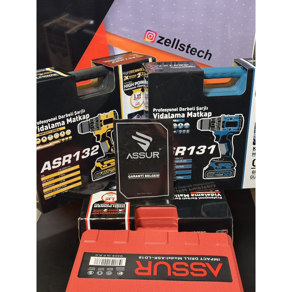ASSUR ASR-131 Çelik Mandren Kömürlü Motor Darbeli Şarjlı Matkap