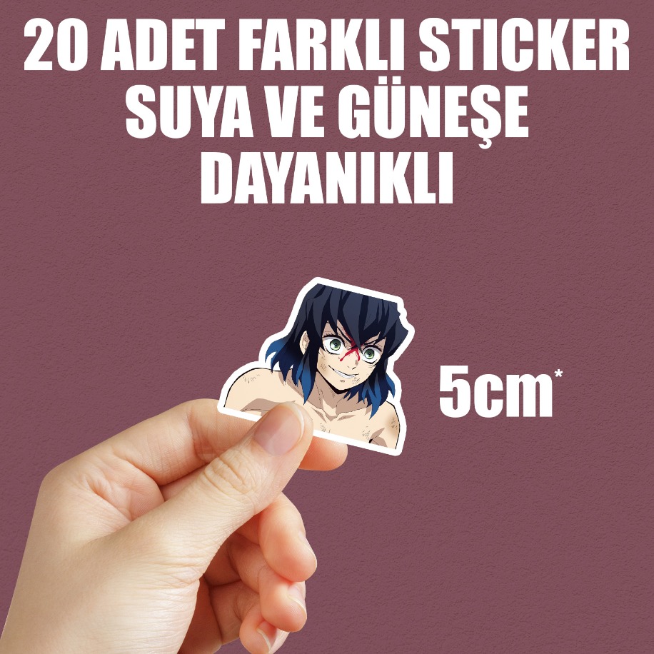 Demon Slayer ( Kimetsu no Yaiba ) Anime Sticker Paketi (20 Sticker)