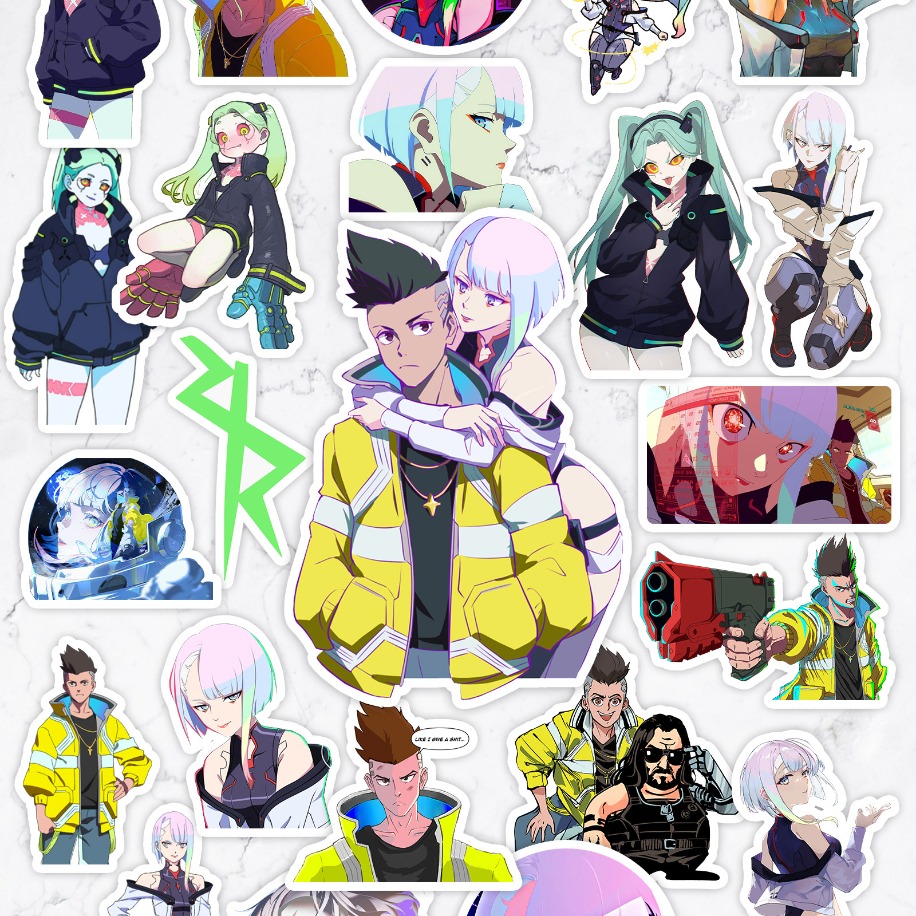 Cyberpunk Edgerunners Anime Sticker Paketi (23 Sticker)