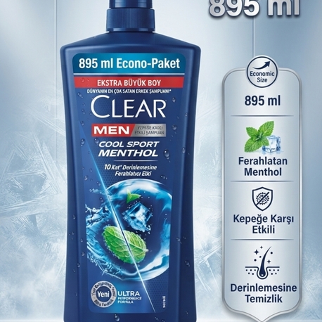 Clear Men Cool Sport Mentol Şampuan 895 ml 