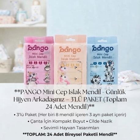Bango Mini Cep Islak Mendil 3 PAKET 24 adet mendil