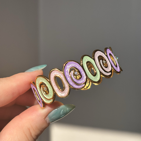 Soft Renkli Oval Desen Çelik Bilezik