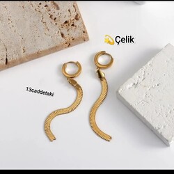 ÇELİK İTALYAN ZİNCİRLİ SALLANTILI MODEL KÜPE