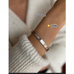 ÇELİK CARTİER TAŞLI KELEPÇE BİLEKLİK