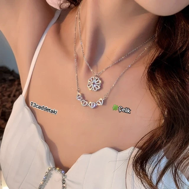 ÇELİK YONCA MODEL KALP ŞEKLİNDE AÇILAN KOLYE