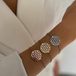ÇELİK YAŞAM ÇİÇEĞİ MODEL BİLEKLİK ROSE RENK