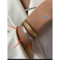 ÇELİK SİLVER SİMLİ DÜZ MODEL KELEPÇE BİLEKLİK