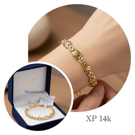 ÇELİK XP 14K TAŞLI BADEM MODEL BİLEKLİK