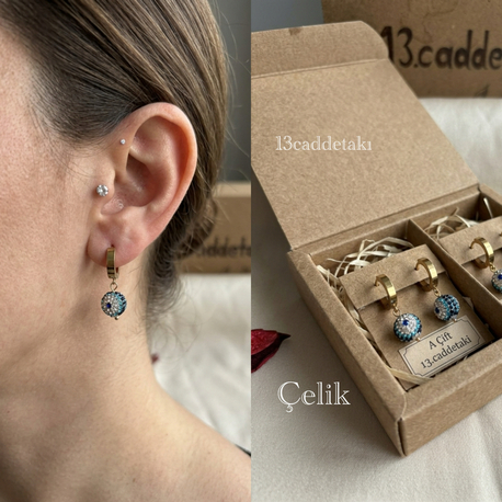 ÇELİK NAZAR BONCUKLU MODEL KÜPE