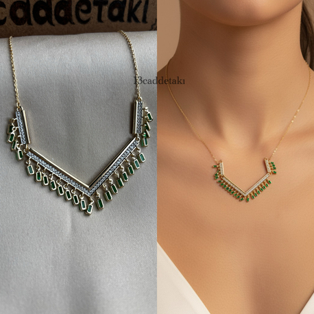 VİP PİREMİUM YEŞİL TAŞLI AVİZE MODEL KOLYR