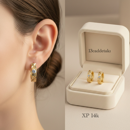 XUPİNG 14K TAŞLI HALKA KÜPE