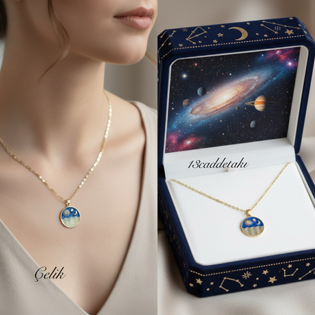 ÇELİK GEZEGEN MODEL KOLYE