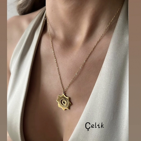 ÇELİK AY YILDIZLI MODEL KOLYE 