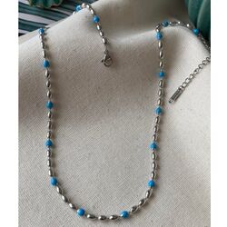 ÇELİK FİRUZE TAŞLI TOPLU MODEL KOLYE