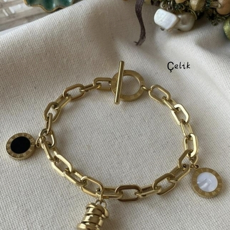 ÇELİK CHARM MODEL KALIN ZİNCİRLİ GEMİCİ BİLEKLİK