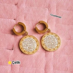 ÇELİK ZİRKON TAŞLI YUVARLAK MODEL KÜPE