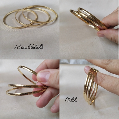 ÇELİK BAKLAVA DESENLİ 3LÜ AJDA BİLEZİK 