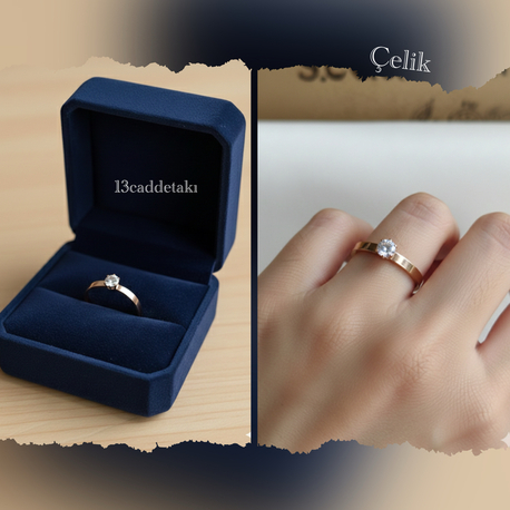 ÇELIK ROSE TEK TAŞLI MODEL YÜZÜK