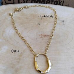 ÇELİK MRKA MODEL TAŞLI OVAL KOLYE