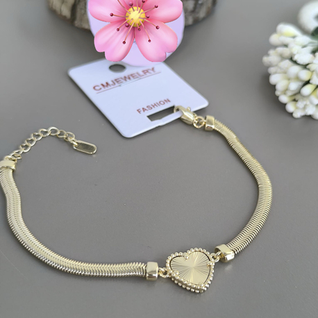 VİP SERİ 14K YALDIZLI KALP MODEL BİLEKLİK