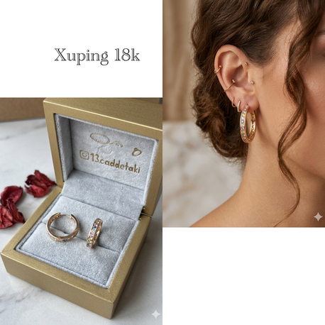 XUPİNG 18K RENKLİ TAŞLI HALKA KÜPE