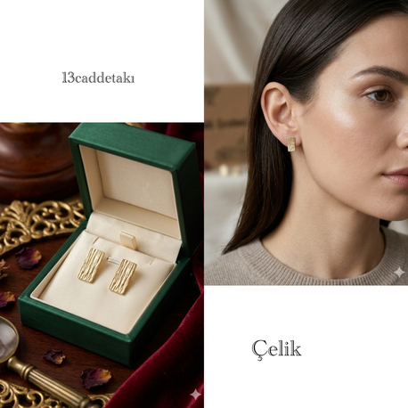 ÇELİK MİNİK ŞERİTLİ DİKDÖRTGEN KÜPE