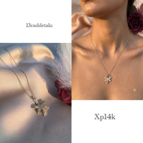 XUPİNG 14k TAŞLI YUSUFÇUK KOLYE
