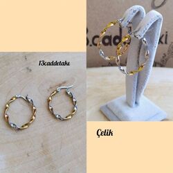ÇELİK 3 RENKLİ OVAL HALKA MODEL KÜPE
