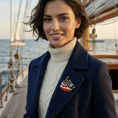 YELKENLİ GEMİ MODEL BROŞ