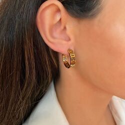ÇELİK ROMA RAKAMLI HALKA MODEL KÜPE 