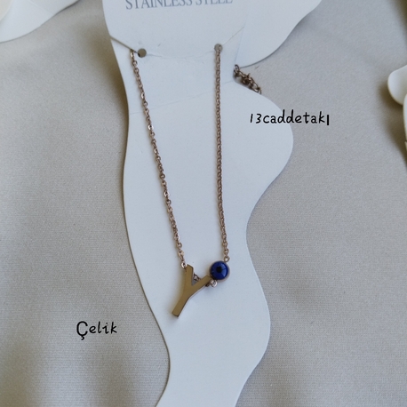 ÇELİK NAZAR BONCUKLU Y HARFLİ ROSE HALHAL