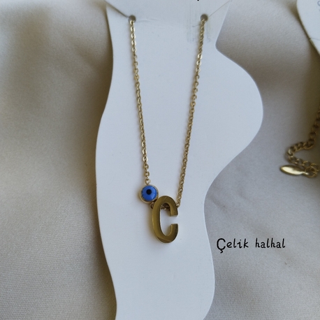 ÇELİK GOLD NAZARLI C HARFLİ MODEL HALHAL