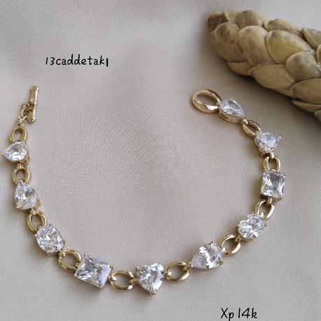 ÇELİK XP 14K SIRA BAGET TAŞLI BİLEKLİK 