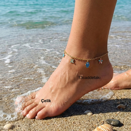 ÇELİK RENKLİ CHARMLI MODEL HALHAL