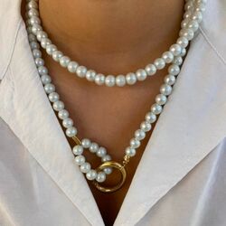 İNCİLİ ÇİFTLİ HALKA MODEL KOLYE