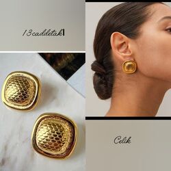 ÇELİK YILAN DERİSİ DÜĞME KARE MODEL KÜPE 