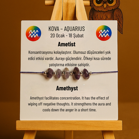 Kova Burcu Doğal Kırıktaş Bilekliği